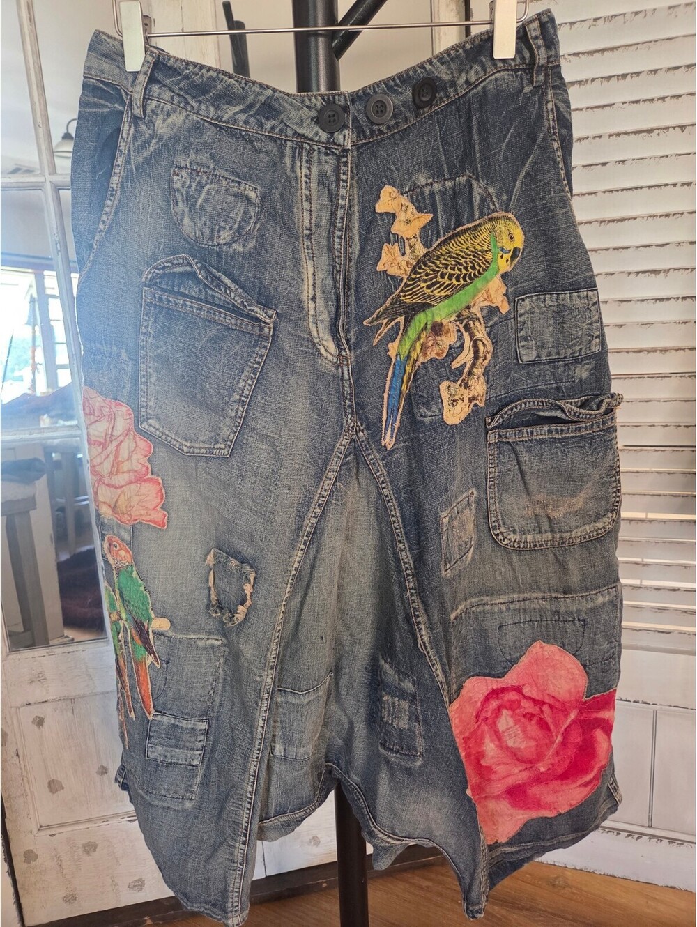 SOLD OUT - Jaded Gypsy Embroidered Denim Harem Pants
